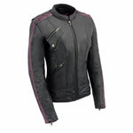 Load image into Gallery viewer, Milwaukee Leather MLL2570 Women's 'Phoenix Embroidered' Black and Purple Motorcycle Leather Jacket - X-Large
