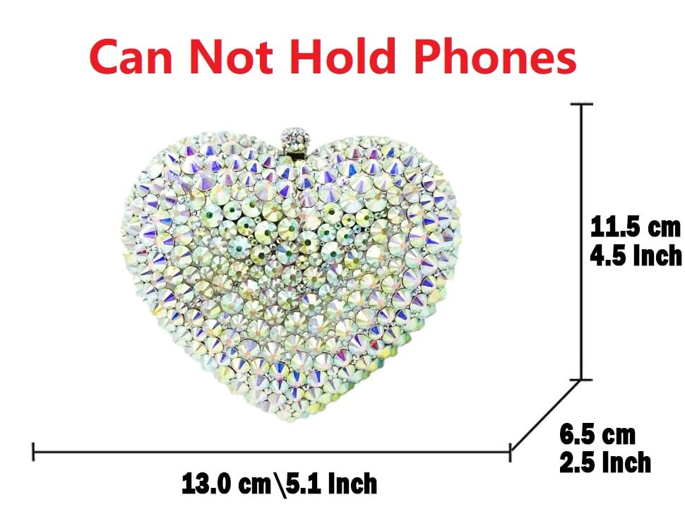 Boutique De FGG Heart Clutch Purses for Women Formal Crystal Evening Bags Rhinestone Clutch Party Minaudiere Handbag,Mini,Mint Green