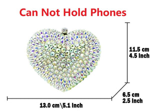 Boutique De FGG Heart Clutch Purses for Women Formal Crystal Evening Bags Rhinestone Clutch Party Minaudiere Handbag,Mini,Mint Green