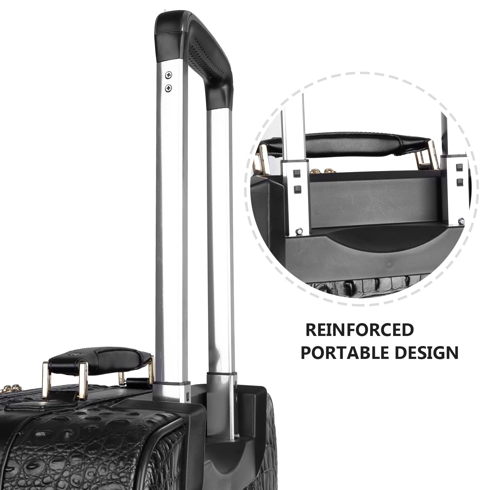 feilario Croco trolly luggage with spinner wheel softside suitcase lightweight checked bag