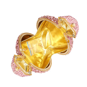 Tasysain Rhinestone Acrylic Clutch for Women Novelty Vintage Clock Wedding Purse Sparkling Elegant Evening Prom Handbag, Pink