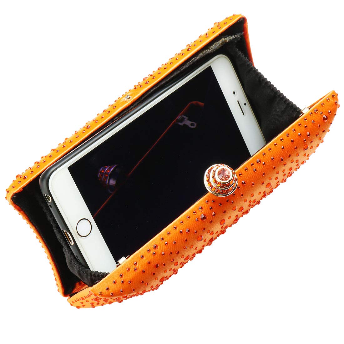 Vistatroy Women's Evening Bag Sparkling Rhinestone Wedding Evening Party Clutch Handbag Purse Chain Shoulder Crossbody Bag (orange)