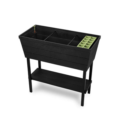 Keter Urban Bloomer 12.7 Gallon Raised Garden Bed and Outdoor Herb Garden Planter with Self Watering Gauge and Drainage Plug, Dark Grey
