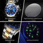 Load image into Gallery viewer, OLEVS Men Watch Gold Blue Watches for Men Waterproof Date Analog Quartz Luxury Casual Fashion Men&#39;s Wrist Watches Pro Diver Two Tone Men‘s Watch Dress Big Face Relojes para Hombres
