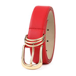 Load image into Gallery viewer, RISANTRY Women's Leather Belts for Jeans Dresses, Red Leather Waist Belt Fashion Ladies Belts with Gold Buckle S
