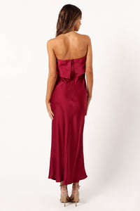 Petal & Pup Women's Vienna Strapless Midi Dress, Berry