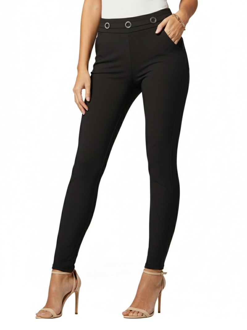 Conceited Stretch Slacks for Women - Wear to Work - Tummy Control - Slim Leg - Pockets - Ponte - (Available in Plus Size) - Endorse - Black - Small