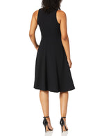 Load image into Gallery viewer, Dress the Population womens Catalina Solid Sleeveless Fit &amp; Flare Midi Dress, Black, XX-Small US

