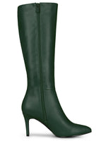 Load image into Gallery viewer, Allegra K Women&#39;s Pointed Toe Stiletto Heels Dark Green Knee High Boots 9 M US
