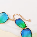 Load image into Gallery viewer, Firstmeet Vintage Resin Rhinestone Necklace Irregularly Shaped Elegant Crystal Collar for Women(XL-1240-Bicolour-Blue)
