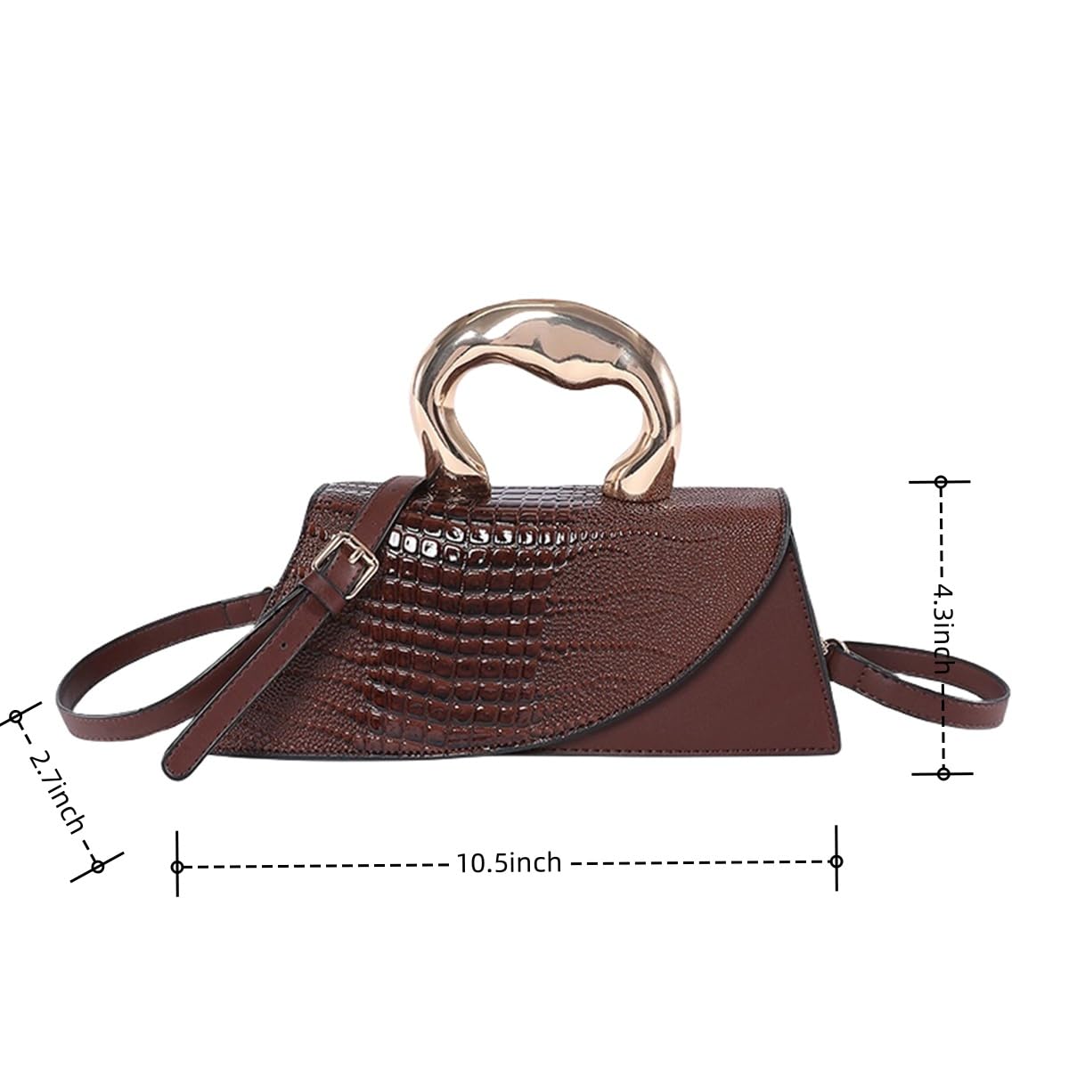 WIGUYUN Women Patent Leather Alligator Purse Crocodile Evening Handbag Clutch Bag Shoulder Cross Body Envelope Bag,Brown