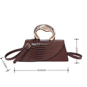 WIGUYUN Women Patent Leather Alligator Purse Crocodile Evening Handbag Clutch Bag Shoulder Cross Body Envelope Bag,Brown