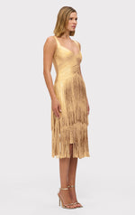 Load image into Gallery viewer, Herve Leger, The Metallic Mischa Dress, XXS, Gold Foil
