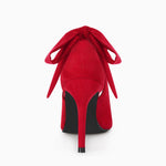 Load image into Gallery viewer, Fashare Womens Bow Heels Closed Toe Stiletto High Heel Sexy Wrap Tie Removable Strap Pumps Dress Shoes, C-Red, Size 7
