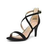 Load image into Gallery viewer, DREAM PAIRS Women's Strappy Stiletto High Heels Open Toe Rhinestone Wedding Dress Shoes Sparkly Sandals,Size 9,Black/Nubuck,DOLCE
