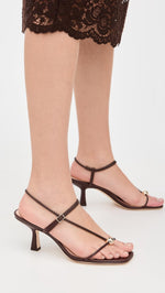 Load image into Gallery viewer, Loeffler Randall Women's Triana Strappy Mid-Heel Sandals with Ball, Espresso, 6.5 Medium US
