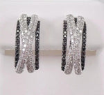 Load image into Gallery viewer, 2 Ct Round Cut Black Lab Created Women's Hoop Earrings 14k White Gold Plated
