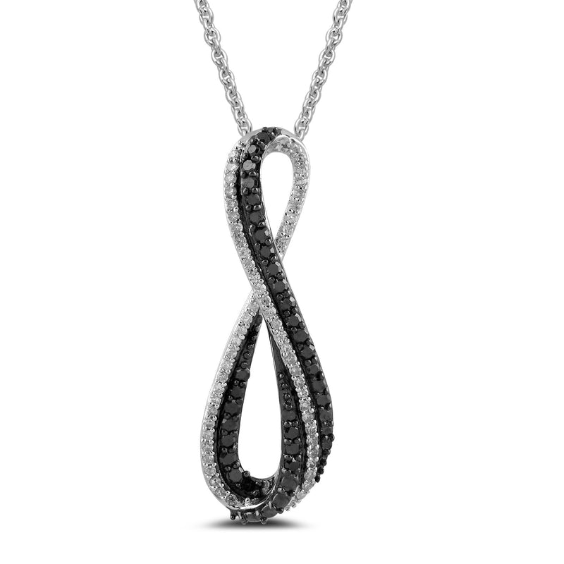 Amazon Essentials Sterling Silver Black and White Diamond Infinity Pendant Necklace (1/3 cttw), 18" (previously Amazon Collection)