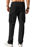 Load image into Gallery viewer, Comdecevis Men&#39;s Casual Cargo Pants Workout Joggers Stretch Sweatpants Hiking Drawstring Tactical Pants with Multi Pockets Black
