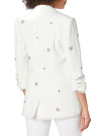 Load image into Gallery viewer, Cinq a Sept Women's Pearl Ditsy Flower Embroidered Khloe Blazer, Ivory, 6

