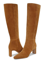 Load image into Gallery viewer, Coutgo Womens Knee High Boots Closed Pointed Toe Chunky Heel Tall Boots Side Zipper Fall Dress Boot Shoes, Brown, Size 7.5
