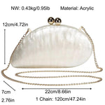 Load image into Gallery viewer, louceko Acrylic Shell Handbag Removable Chain Crossbody Shoulder Evening Bag Clutch Purse for Women Formal Wedding Party Prom, Beige Pearl White, 2503
