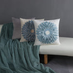 Load image into Gallery viewer, OiseauVoler Handmade Throw Pillow Covers 18x18 Inch Blue 3D Sunflower Cushion Covers Decorative Pillowcases Couch Living Room Farmhouse Decor
