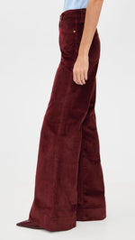 Load image into Gallery viewer, rag &amp; bone Women's Skylar High-Rise Corduroy Trousers, Burgundy, Red, 34
