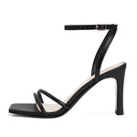 Load image into Gallery viewer, Modatope Black High Heels for Women Square Open Toe Block High Heels Strappy Ankle Strap Sandals Comfort Dress Party Shoes Size 9
