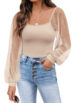 Load image into Gallery viewer, DOROSE Womens Blouse Lantern Sleeve Swiss Dot Business Casual Tops Shirts Cream XL

