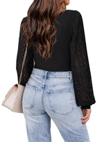 Load image into Gallery viewer, DOROSE Womens Mesh Long Sleeve Tops Dressy Casual T Shirts Blouses Going Out Black M
