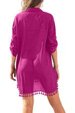 Load image into Gallery viewer, Yincro Women Swimsuit Cover Up Shirt 2025 Tassel Beach Bathing Suit for Swimwear Bikini Dress(Rose Pink, L)

