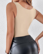 Load image into Gallery viewer, CHICME Women's Summer Tops Shapewear Tops Padded Tank Soft Yoga Tops Fitted Shirt Nude-L
