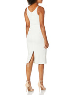 Load image into Gallery viewer, Dress the Population Women&#39;s LYLA Solid Sleeveless Fitted MIDI Sheath Dress Dress, Off White, M
