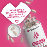 Load image into Gallery viewer, PUREFINITY Collagen Peptides for Women – Type I, II, III, V &amp; X with Biotin &amp; Hyaluronic Acid, Supports Healthy Skin, Bones, Hair &amp; Nails – Non-GMO, Grass-Fed, 90 Capsules (1 Month Supply)
