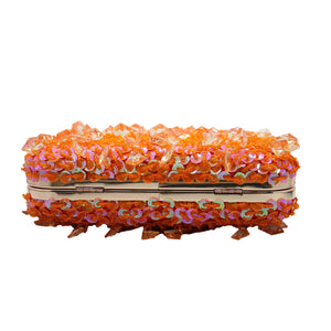 RomanticDesign Women Bling Evening Bag Fashion Embroidered Beaded Sequin Clutch Cocktail Wedding Party Purse, Orange