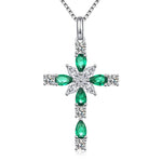 Load image into Gallery viewer, ZDaoBen Sterling Silver Cross Necklace for Women，Birthday Delicate Cross Necklace Jewelry Gifts for Women，Birthstone Religious Jewelry for Mom Cubic Zirconia Silver Crucifix Pendant Green May
