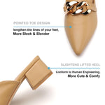 Load image into Gallery viewer, Tilocow Metal Chain Decor Mules Heels for Women Chunky Heeled Sandals Slip on Closed Toe Slides for Women Backless Mules Brown 8
