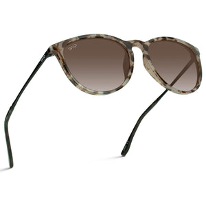 WearMe Pro Women's Round Sunglasses with Polarized UV Protection, Trendy Retro Designer Style (Beige Tortoise Frame/Brown Gradient Lens)