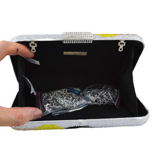 Boutique De FGG Toucan Bird Crystal Clutch Purses for Women Evening Minaudiere Handbags Party Rhinestone Clutch Bag,Mini,Navy Blue