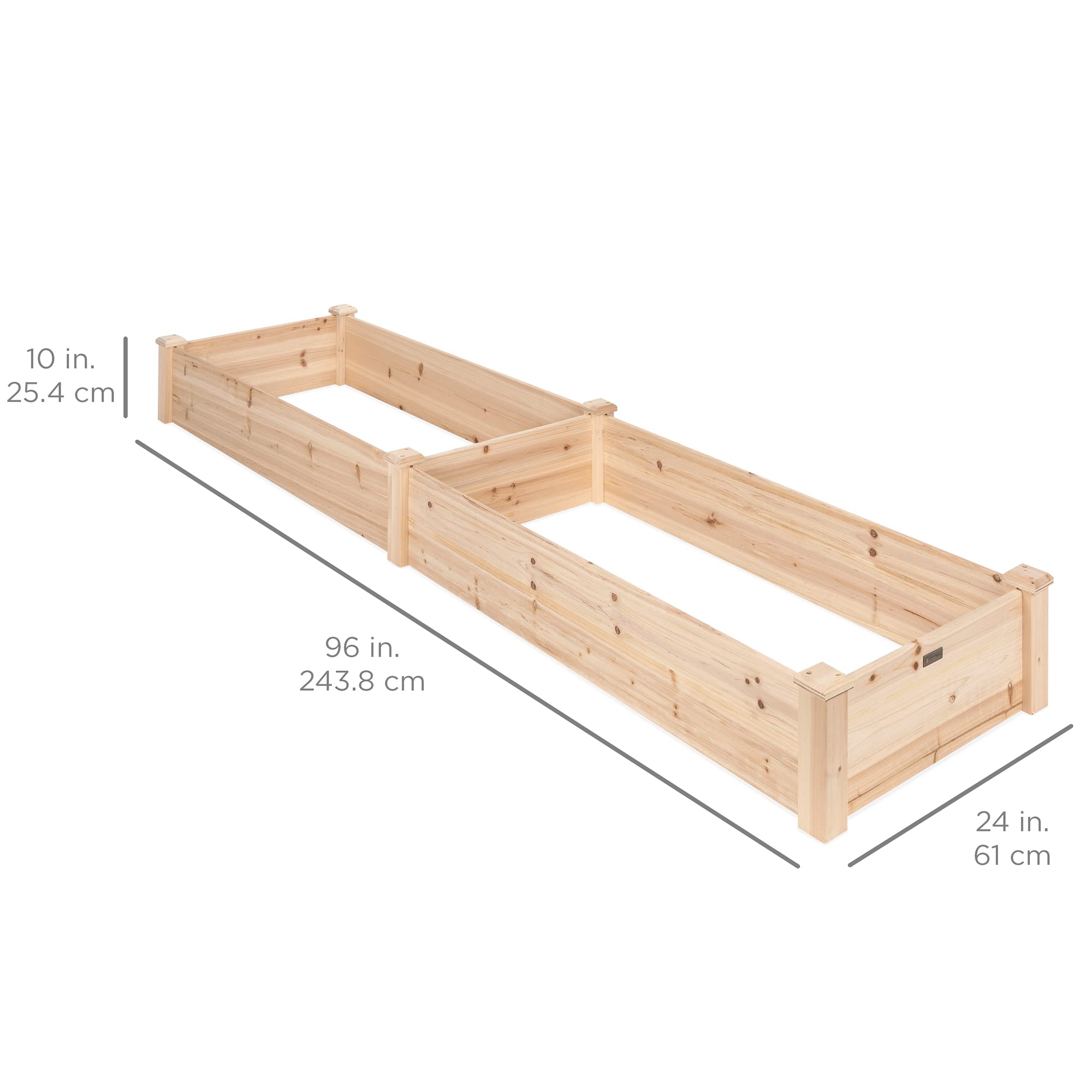 Best Choice Products 8x2ft Outdoor Wooden Raised Garden Bed Planter for Vegetables, Grass, Lawn, Yard - Natural