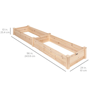 Best Choice Products 8x2ft Outdoor Wooden Raised Garden Bed Planter for Vegetables, Grass, Lawn, Yard - Natural