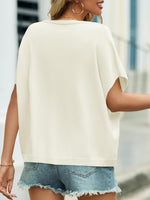 Load image into Gallery viewer, Saodimallsu Womens Summer Oversized Cardigans Batwing Short Sleeve Lightweight Button V Neck Casual Knit Sweater Tops White
