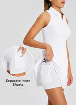 Load image into Gallery viewer, baleaf Womens Golf Dress Sleeveless Tennis Dresses with Built in Shorts Pockets Racerback Workout Athletic White M
