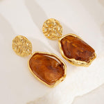 Load image into Gallery viewer, Gold Brown Statement Dangly Earrings for Women Vintage Unique Irregular Crystal Long Dangle Earrings Trendy Formal Earrings Valentine's Day Jewelry(K)
