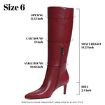 Load image into Gallery viewer, COMFITORIA Knee High Boots for Women Pointed Toe Stiletto Kitten Heel Tall Boots Fashion Side Zipper Wide Calf Boot Fall Winter Sexy Fashion Dress Shoes Botas Negras, Red, Size 7.5
