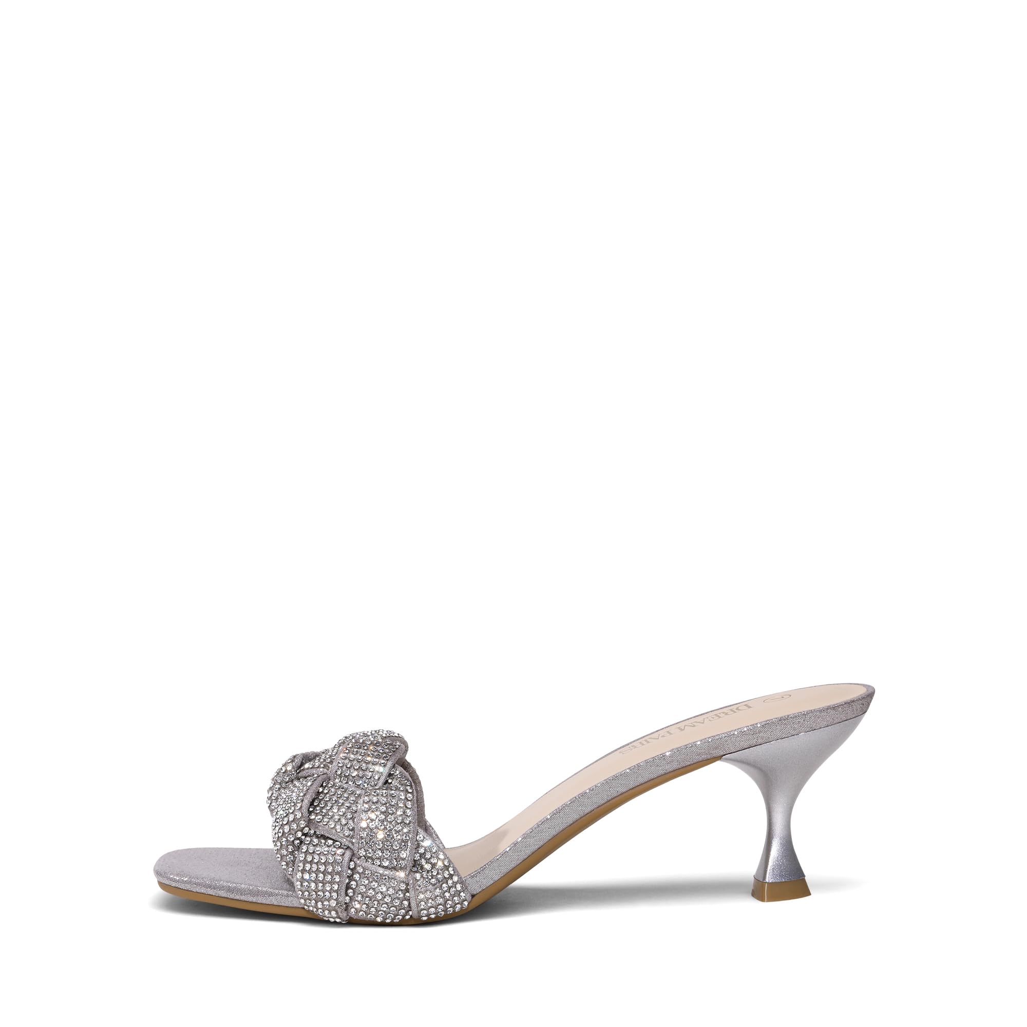 DREAM PAIRS Heels for Women Rhinestone Open Toe Low Kitten Heels Sexy Stilettos Heels Pump Sandals Party Evening Prom Dance Dress Shoes,Size 6,Silver/Rhinestone,SDHS2216W
