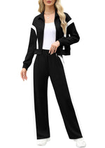 Load image into Gallery viewer, XIEERDUO Lounge Sets for Women Fall Outfits 2025 Airport Outfits Cruise Two 2 Piece Teacher Zip Up Sweatsuits Workout Set Tracksuit Fashion Clothes Winter Travel Vacation Essentials Sweatshirt Black M
