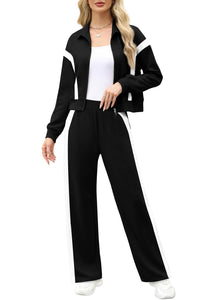 XIEERDUO Lounge Sets for Women Fall Outfits 2025 Airport Outfits Cruise Two 2 Piece Teacher Zip Up Sweatsuits Workout Set Tracksuit Fashion Clothes Winter Travel Vacation Essentials Sweatshirt Black M