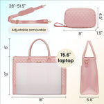 Load image into Gallery viewer, LOVEVOOK Laptop Bags for Women, 15.6 inch Waterproof Work Tote Bag with Clutch, Professional Teacher Computer Purse Lightweight Shoulder Bag Travel, Quilted Pink
